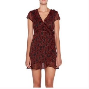 Bardot Burgundy & Black Floral Wrap Mini